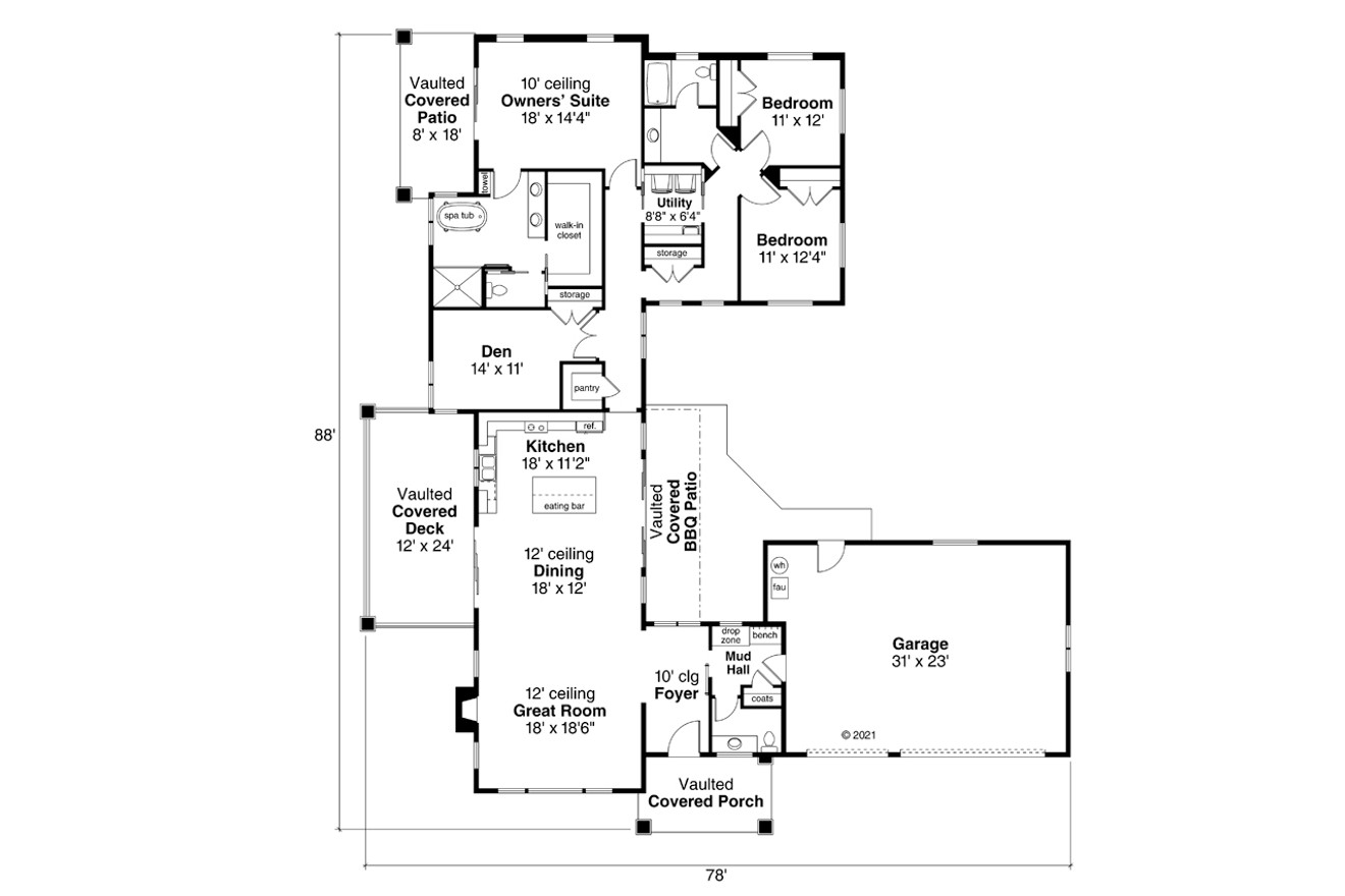 Modern House Plan - Woodland 70355 - 1st Floor Plan