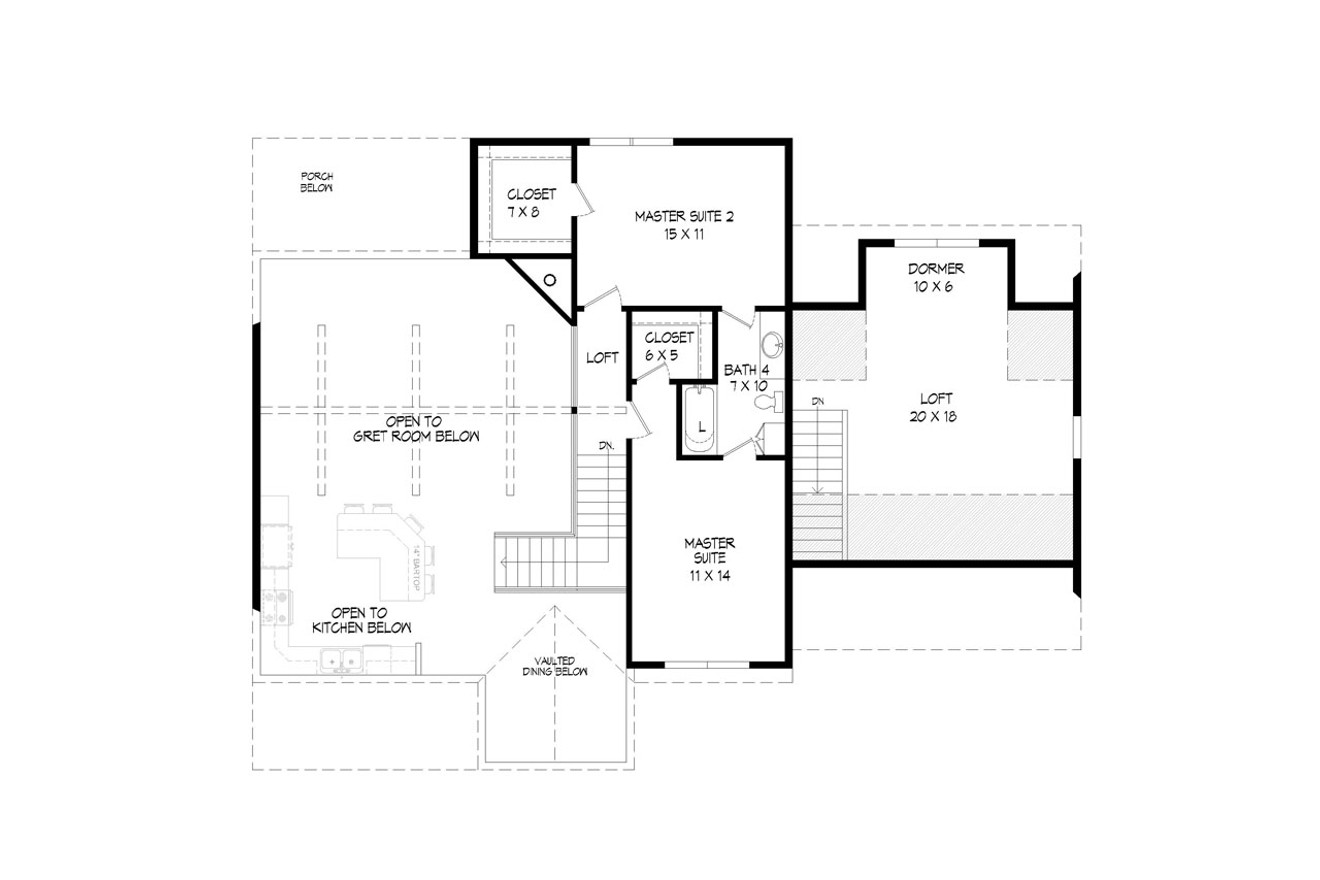 Secondary Image - Country House Plan - Black Mountain 70498 - 2nd Floor Plan
