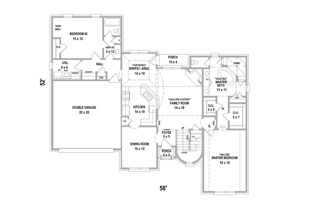 European House Plan - 70574 - 1st Floor Plan