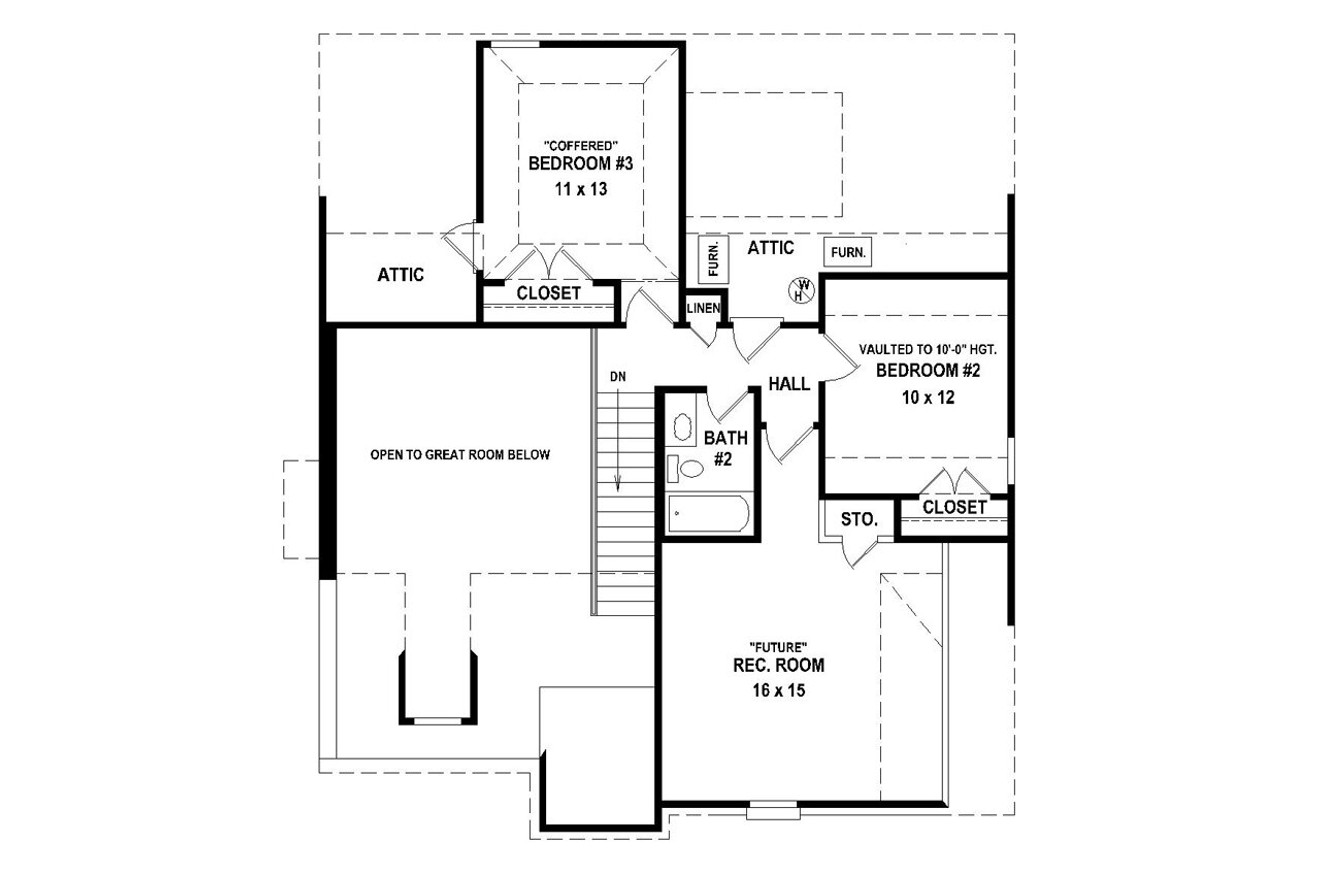 Secondary Image - Ranch House Plan - 70696 - 2nd Floor Plan