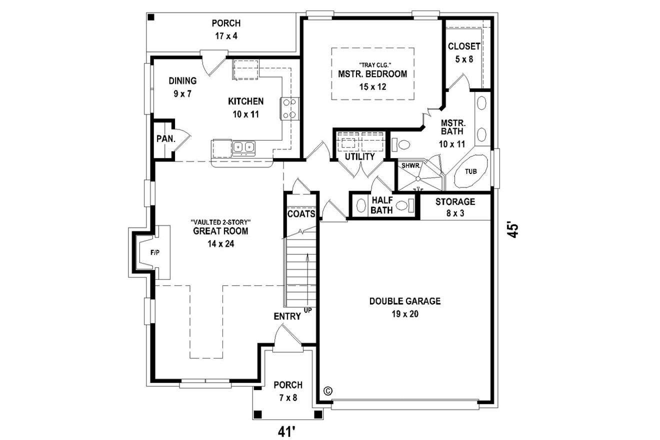 Ranch House Plan - 70696 - 1st Floor Plan