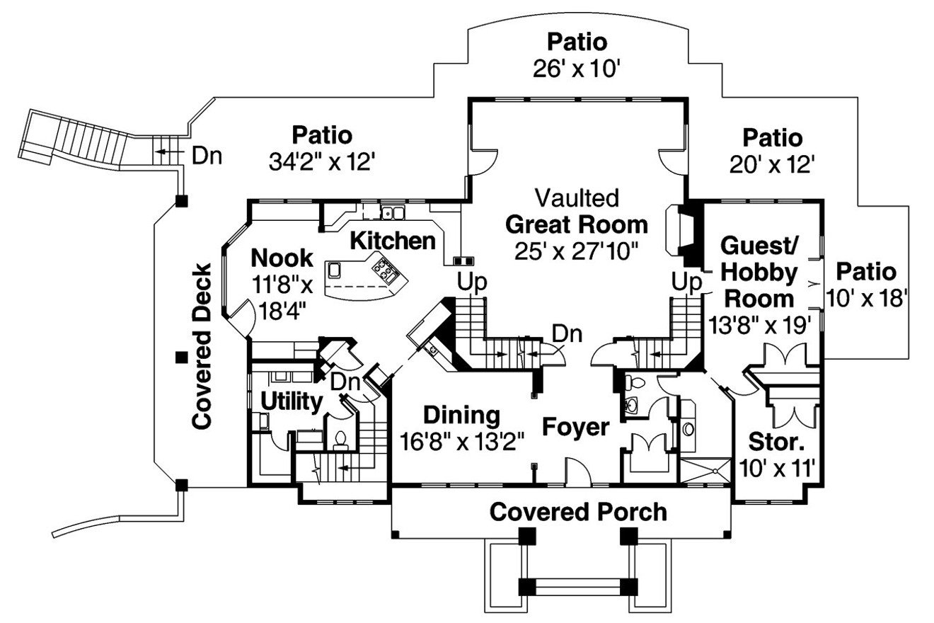 European House Plan - Brynwood 70997 - 1st Floor Plan