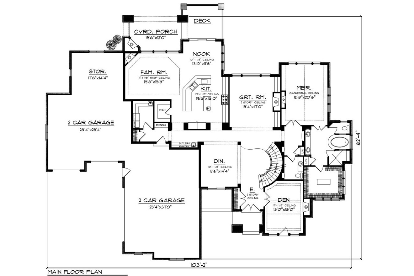 Lodge Style House Plan - 71396 - 1st Floor Plan