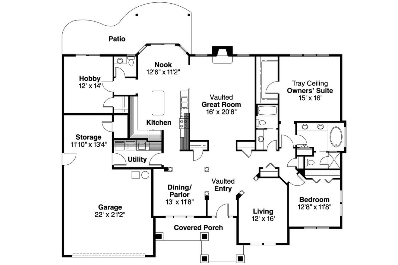 Traditional House Plan - Parkcrest 71479 - 1st Floor Plan