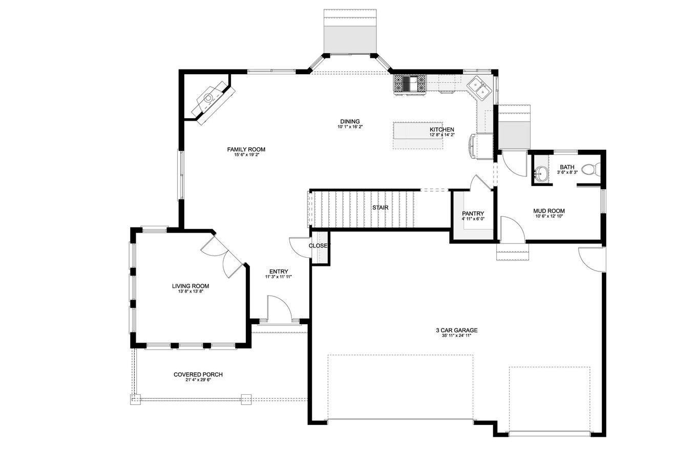 Farmhouse House Plan - Honeysuckle 71505 - 1st Floor Plan