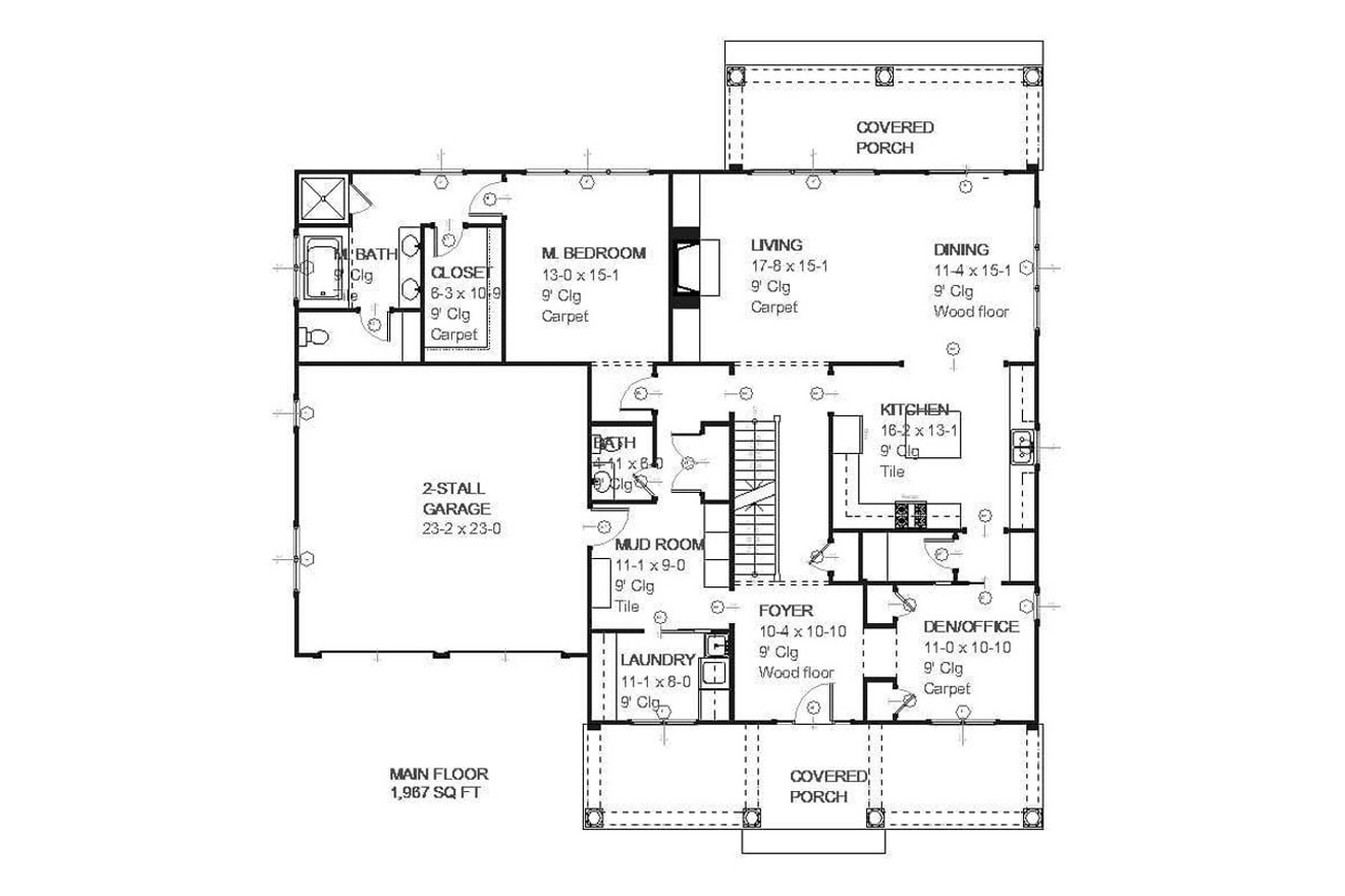 Bungalow House Plan - Giddings 71977 - 1st Floor Plan