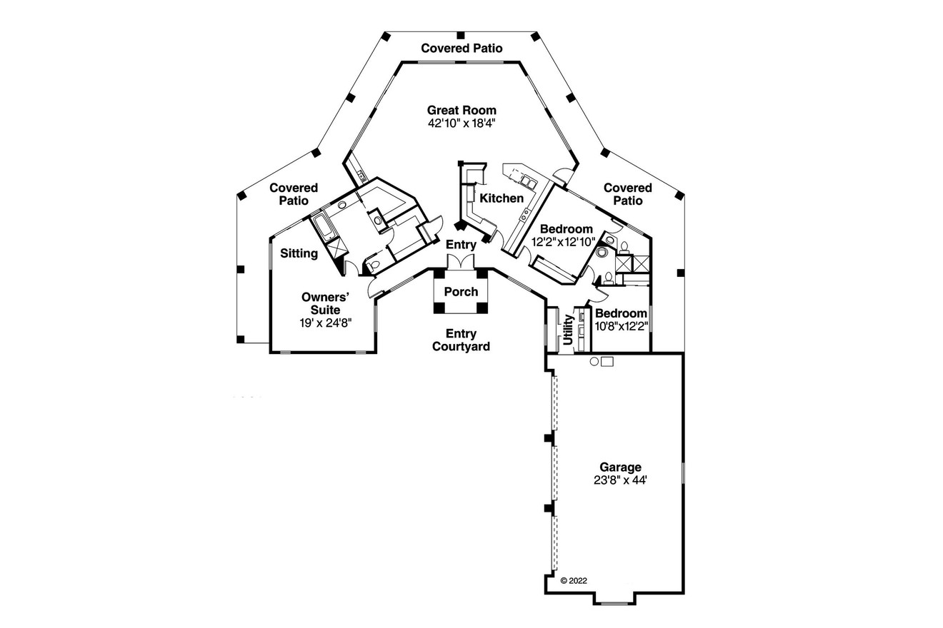 Southwest House Plan - Santa Fe 72069 - 1st Floor Plan