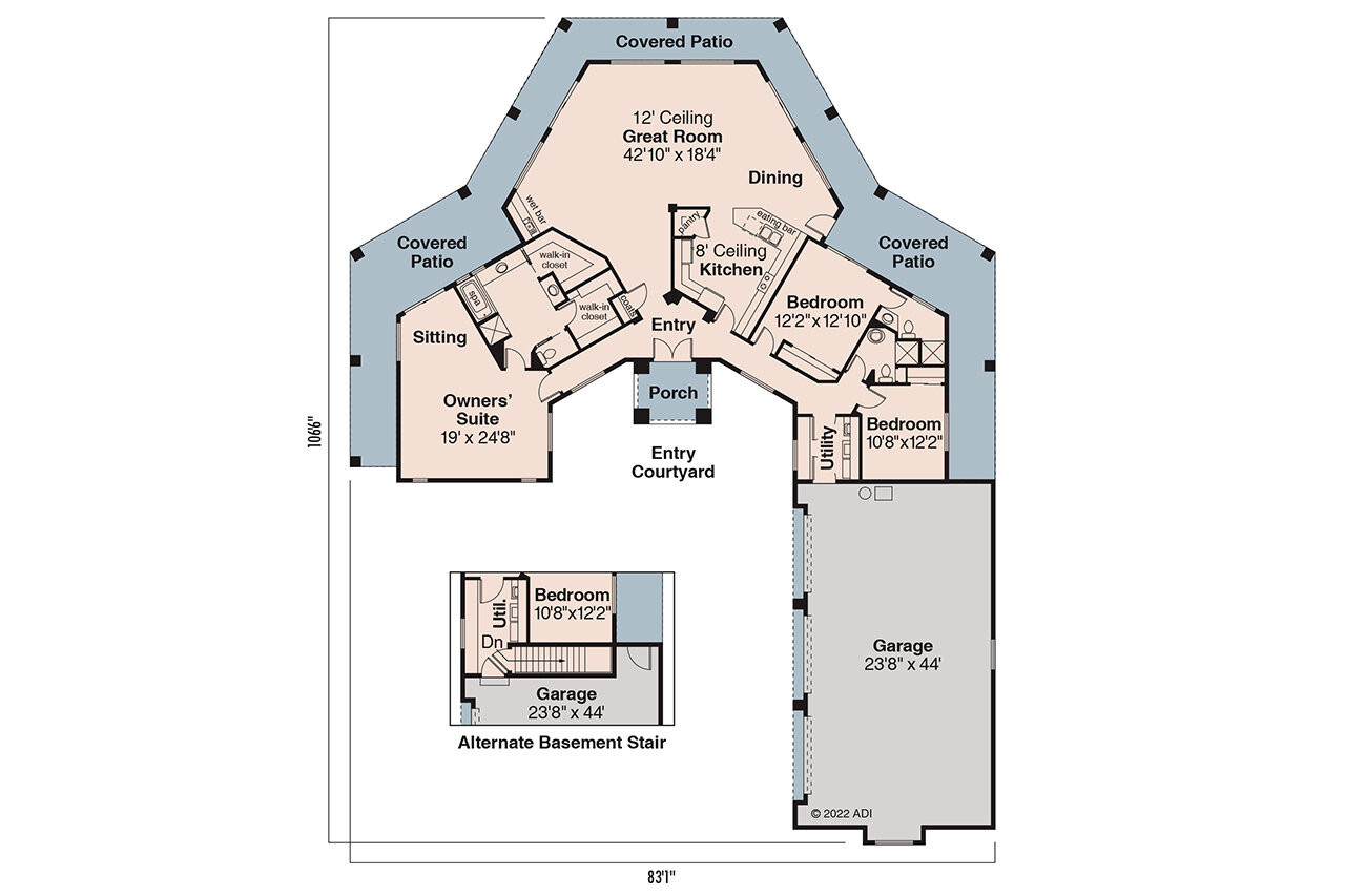 Southwest House Plan - Santa Fe 72069 - 1st Floor Plan