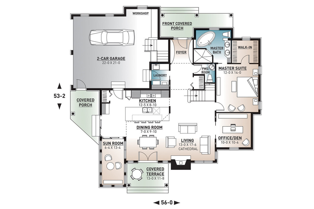 Country House Plan - Wakefield 2 72231 - 1st Floor Plan