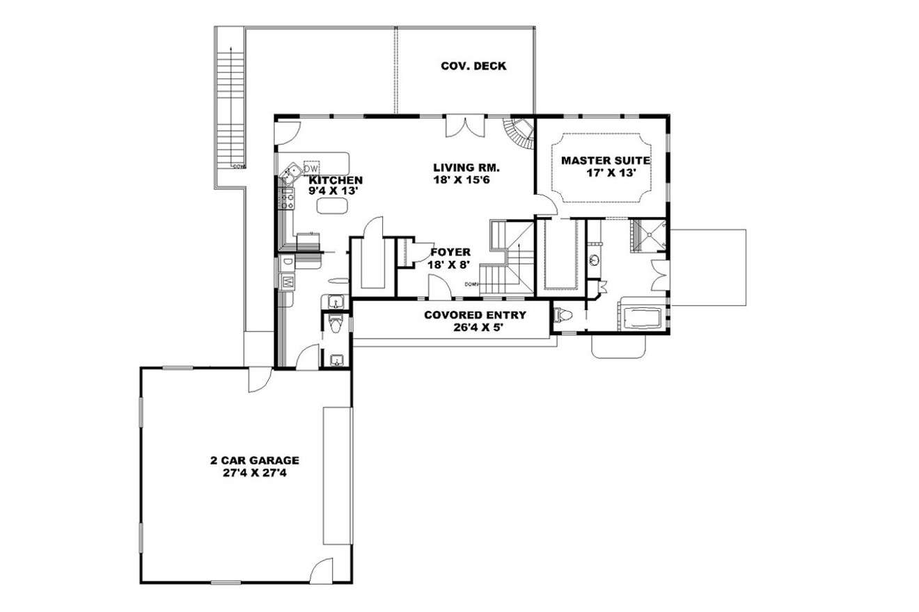 Country House Plan - 72281 - 1st Floor Plan