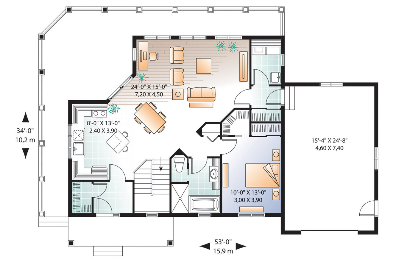 Cottage House Plan - The Trail Seeker 4 72295 - 1st Floor Plan