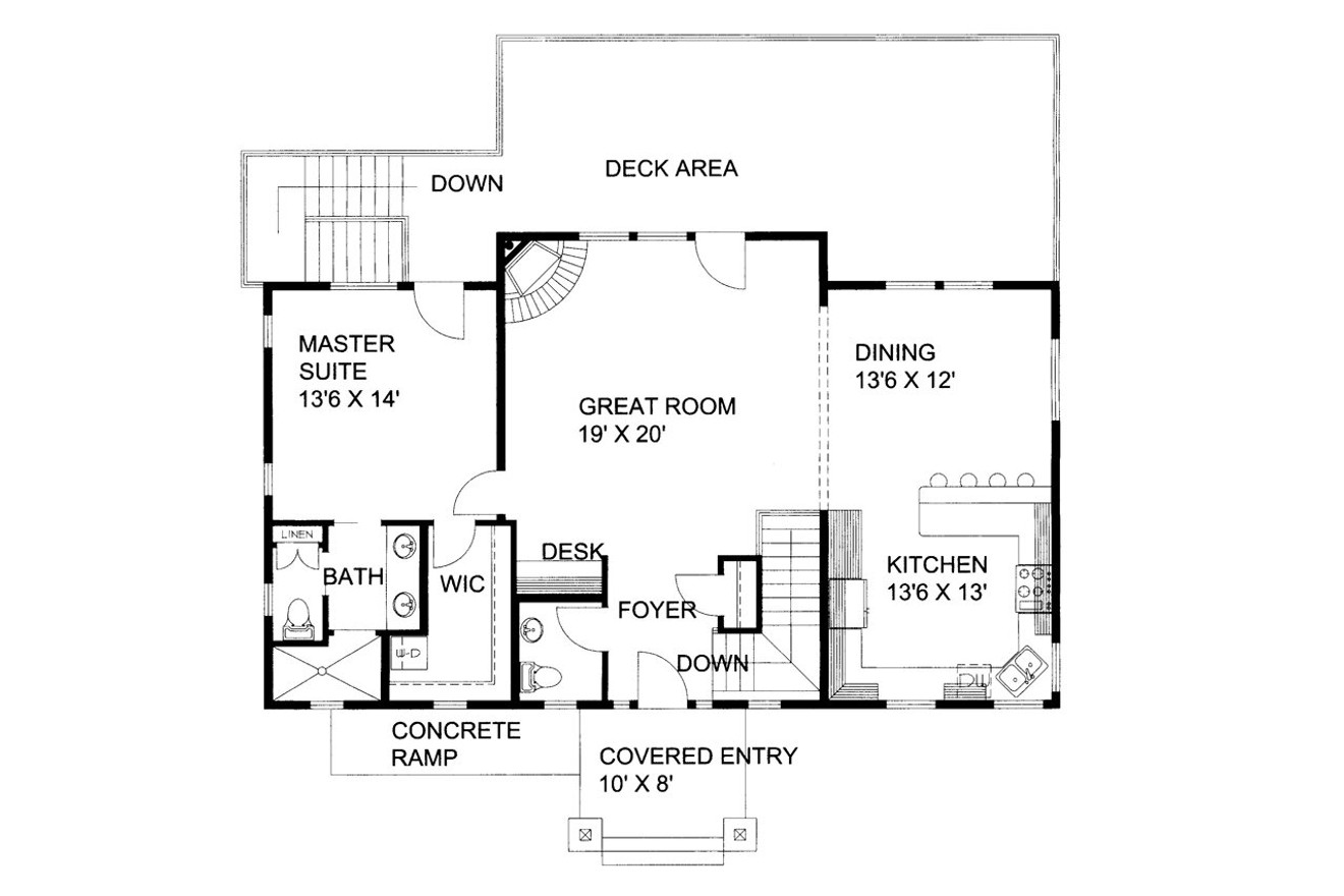 Traditional House Plan - 72422 - 1st Floor Plan