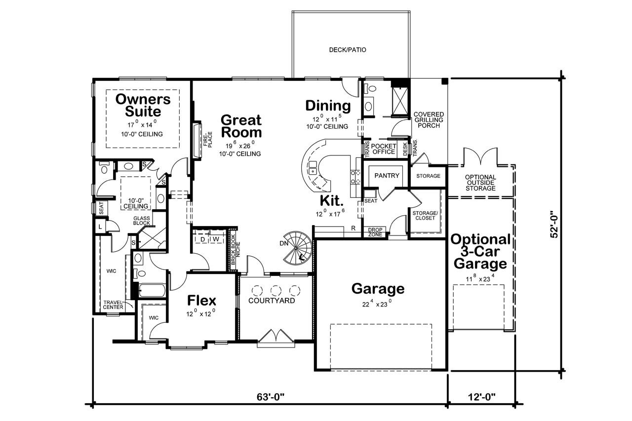 Tuscan House Plan - Rourke 72648 - 1st Floor Plan