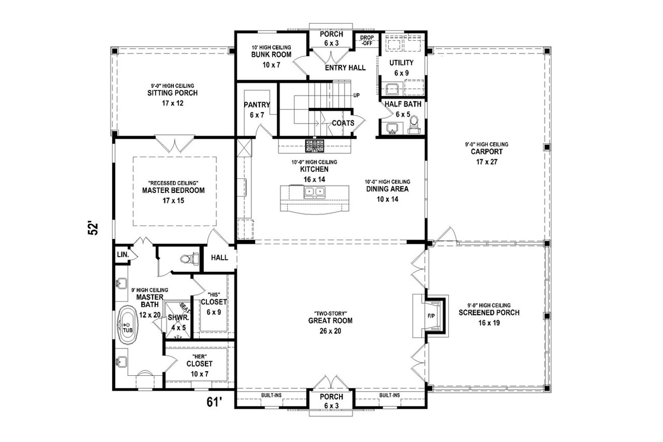Farmhouse House Plan - 72673 - 1st Floor Plan