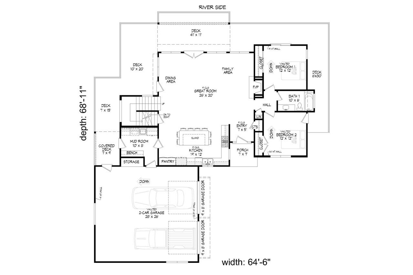 Modern House Plan - River Canyon 72871 - 1st Floor Plan