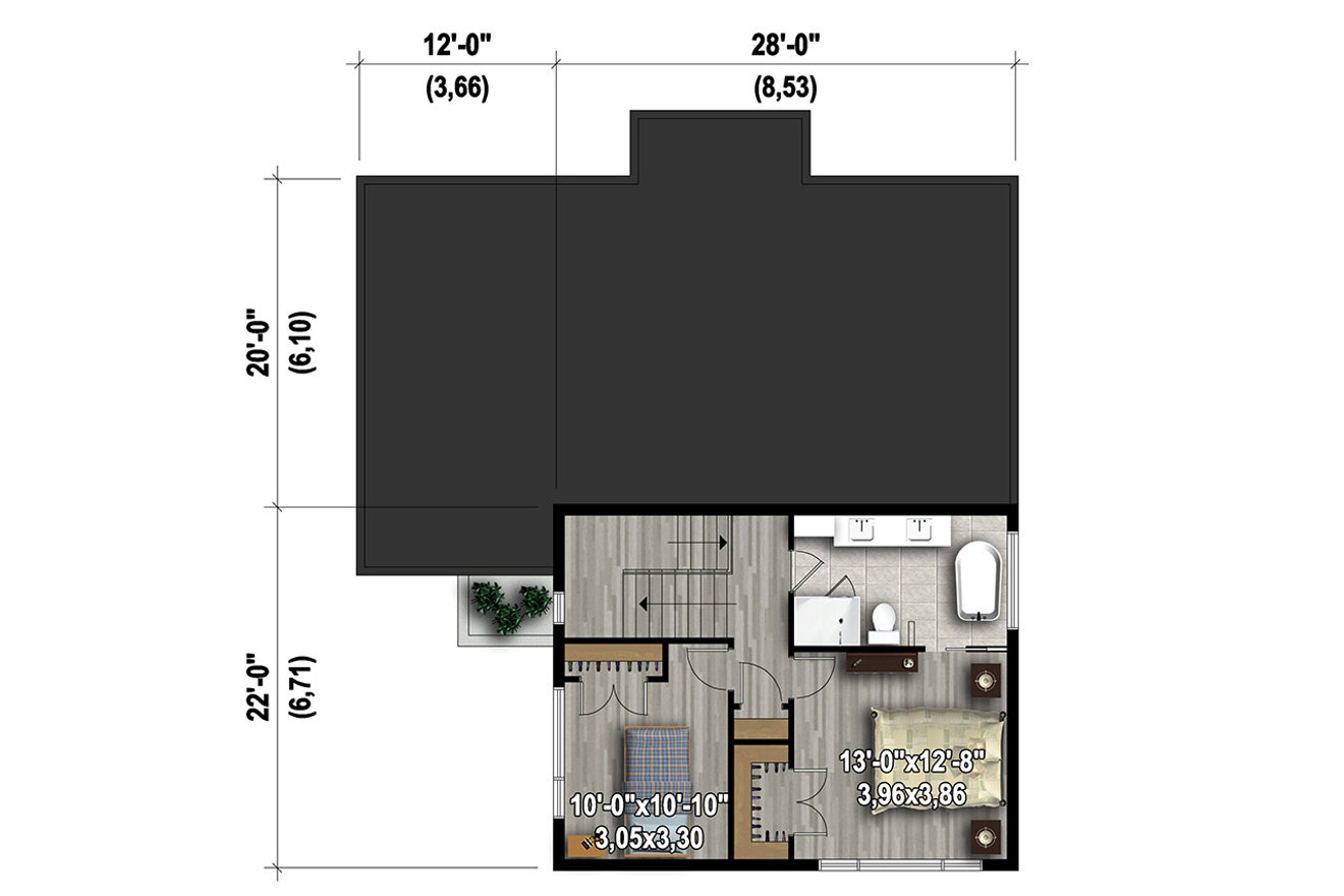 Secondary Image - Contemporary House Plan - 73100 - 2nd Floor Plan