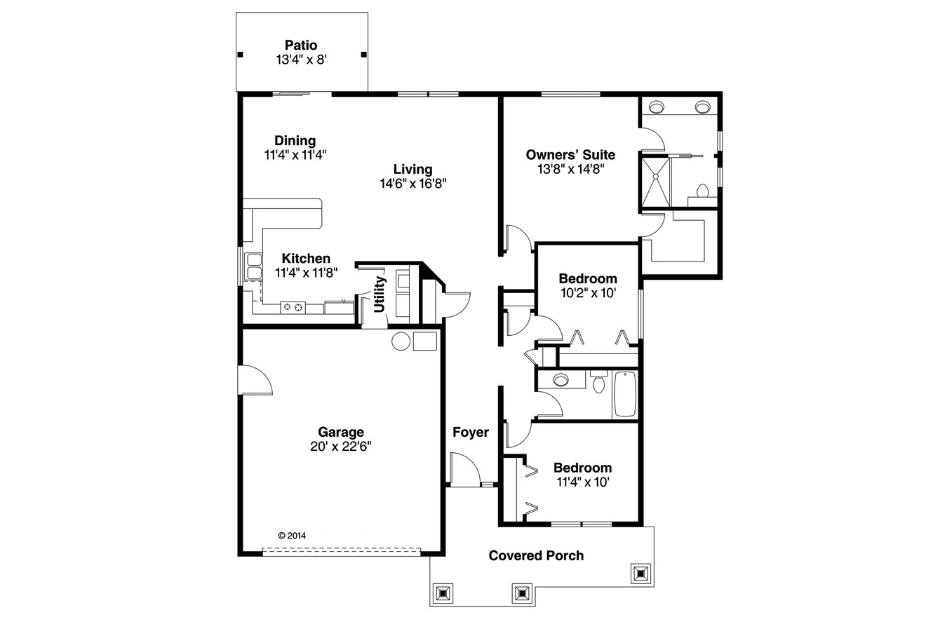 Craftsman House Plan - Ravenden 73444 - 1st Floor Plan