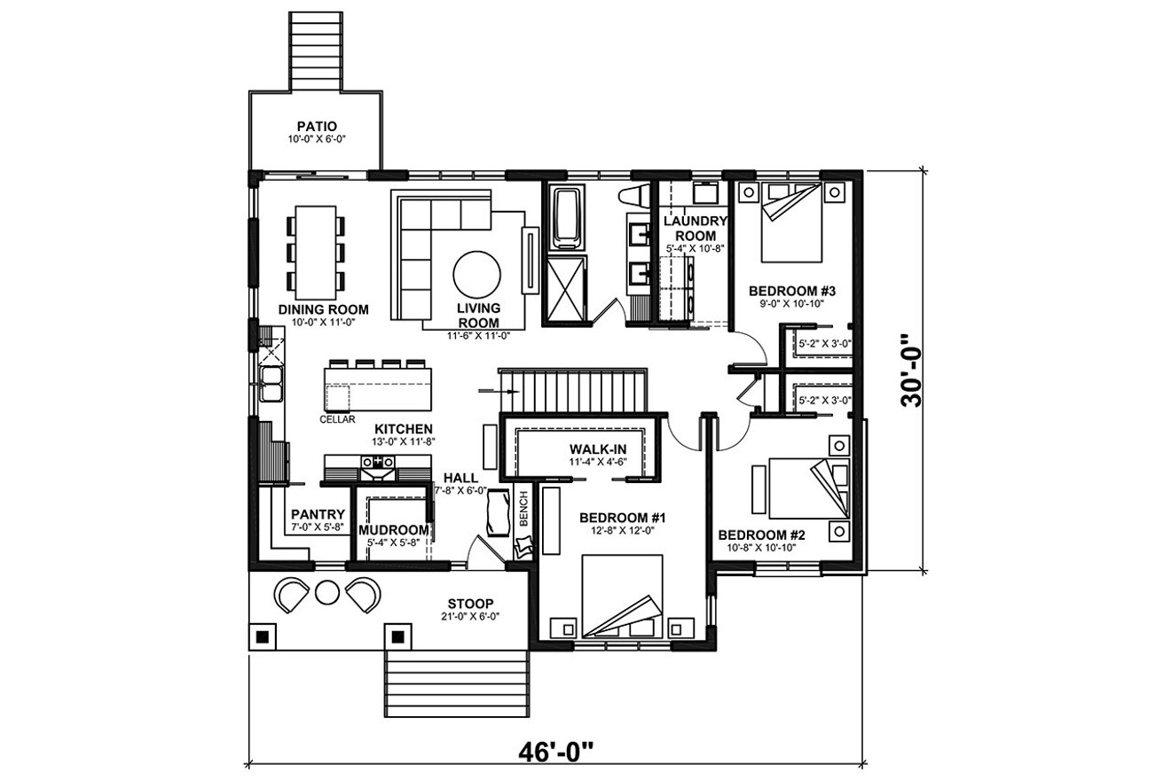 Craftsman House Plan - Charlotte 73452 - 1st Floor Plan