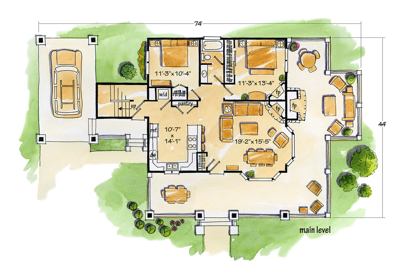 Bungalow House Plan - Bozeman 73500 - 1st Floor Plan