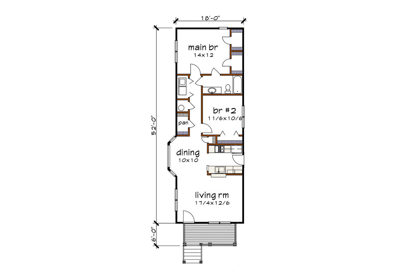 Cottage House Plan - 73518 - 1st Floor Plan