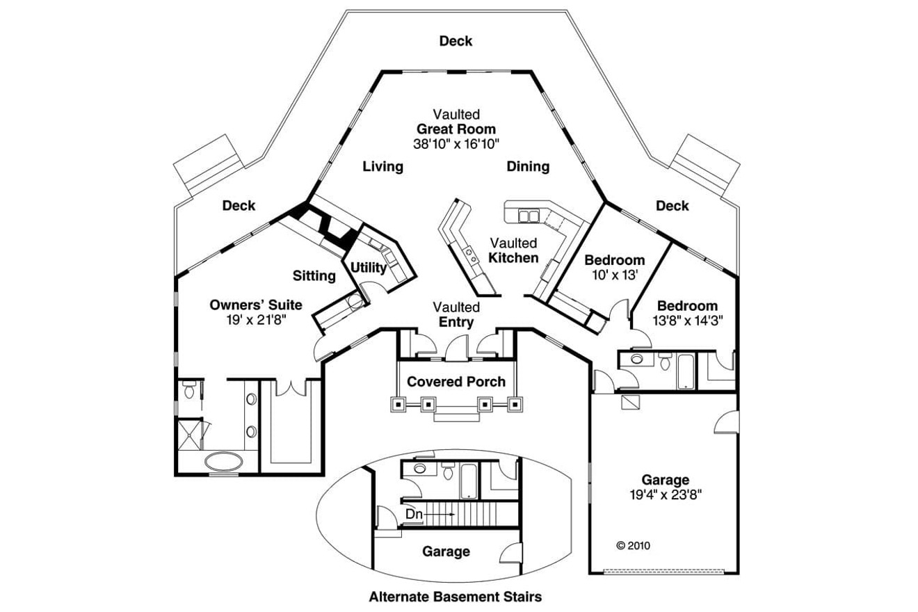 Lodge Style House Plan - Vista 73751 - 1st Floor Plan
