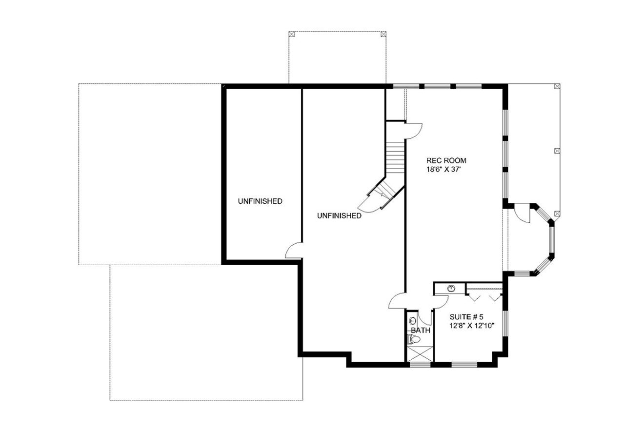 Secondary Image - Craftsman House Plan - 74103 - Basement Floor Plan