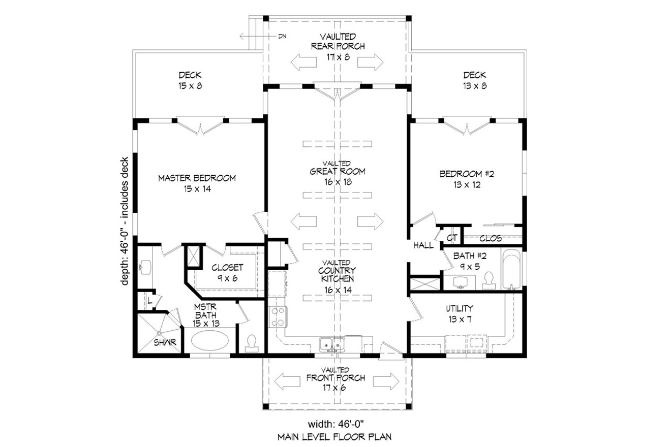 Craftsman House Plan - Beaver Dam 74213 - 1st Floor Plan