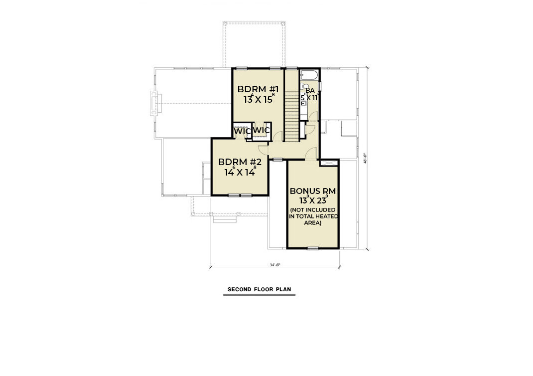 Secondary Image - Farmhouse House Plan - 74217 - 2nd Floor Plan