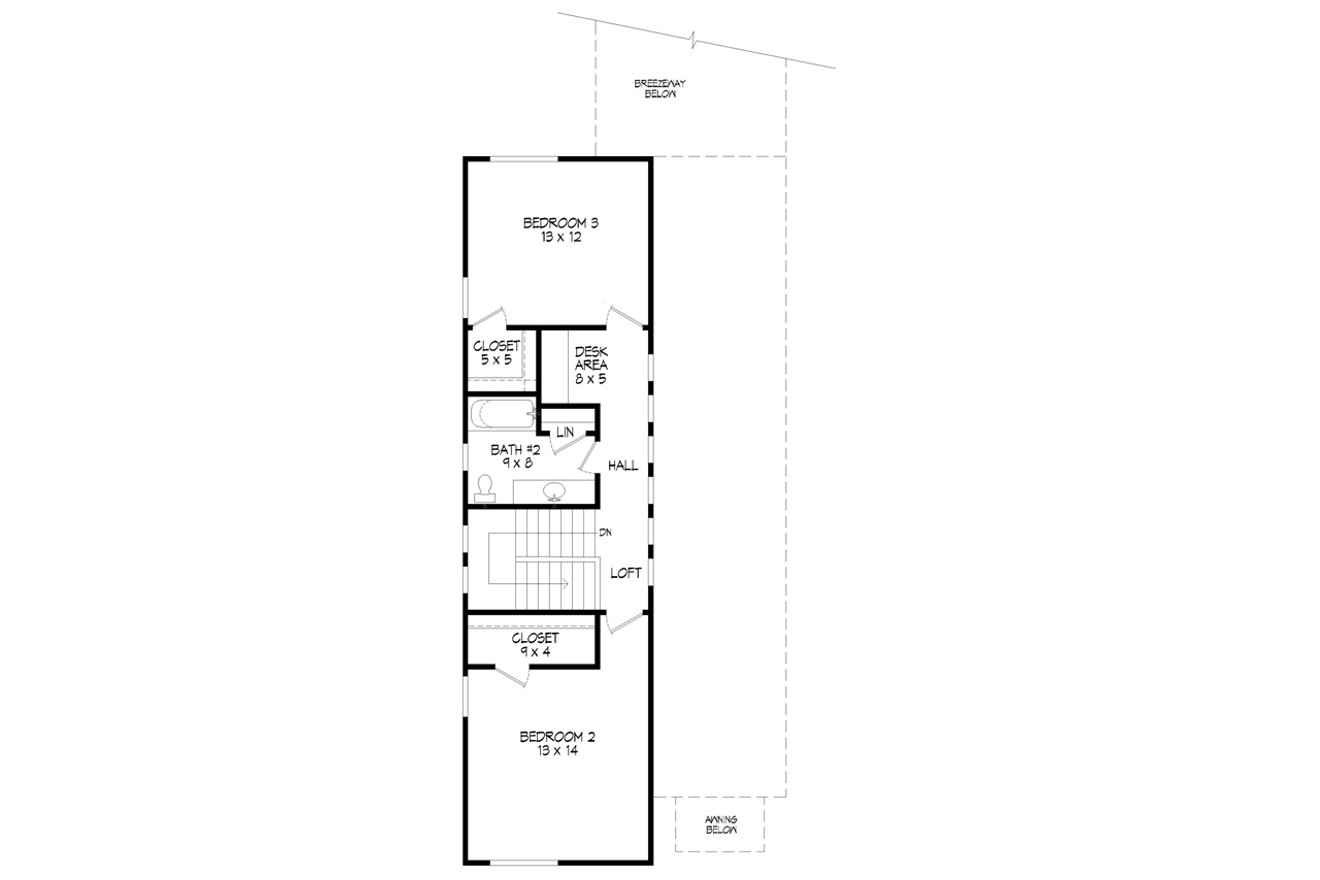 Secondary Image - Contemporary House Plan - 74248 - 2nd Floor Plan