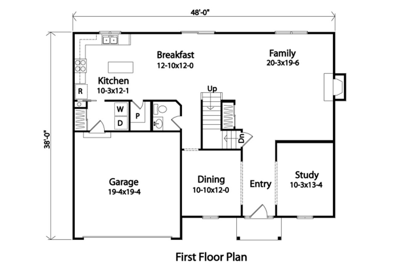 Traditional House Plan - 74272 - 1st Floor Plan