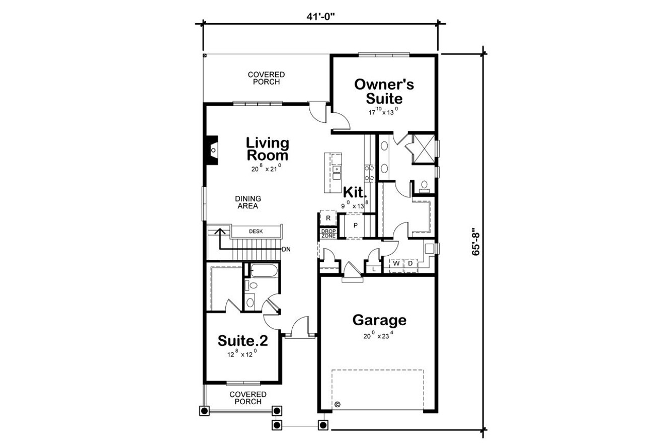 Tudor House Plan - Weaver Glen 74352 - 1st Floor Plan