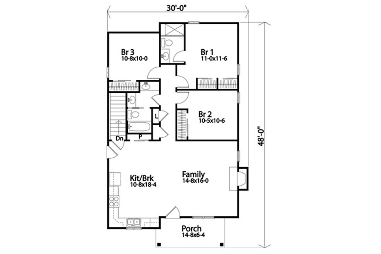 Cottage House Plan - 74517 - 1st Floor Plan