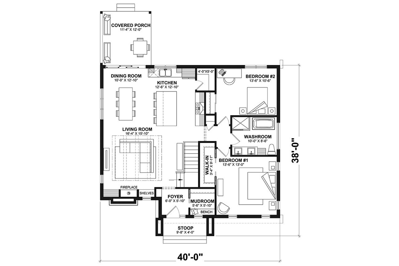 Modern House Plan - Uppsala 74560 - 1st Floor Plan