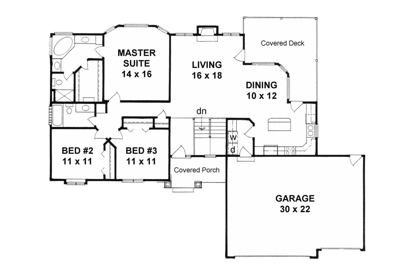 Ranch House Plan - 74824 - 1st Floor Plan