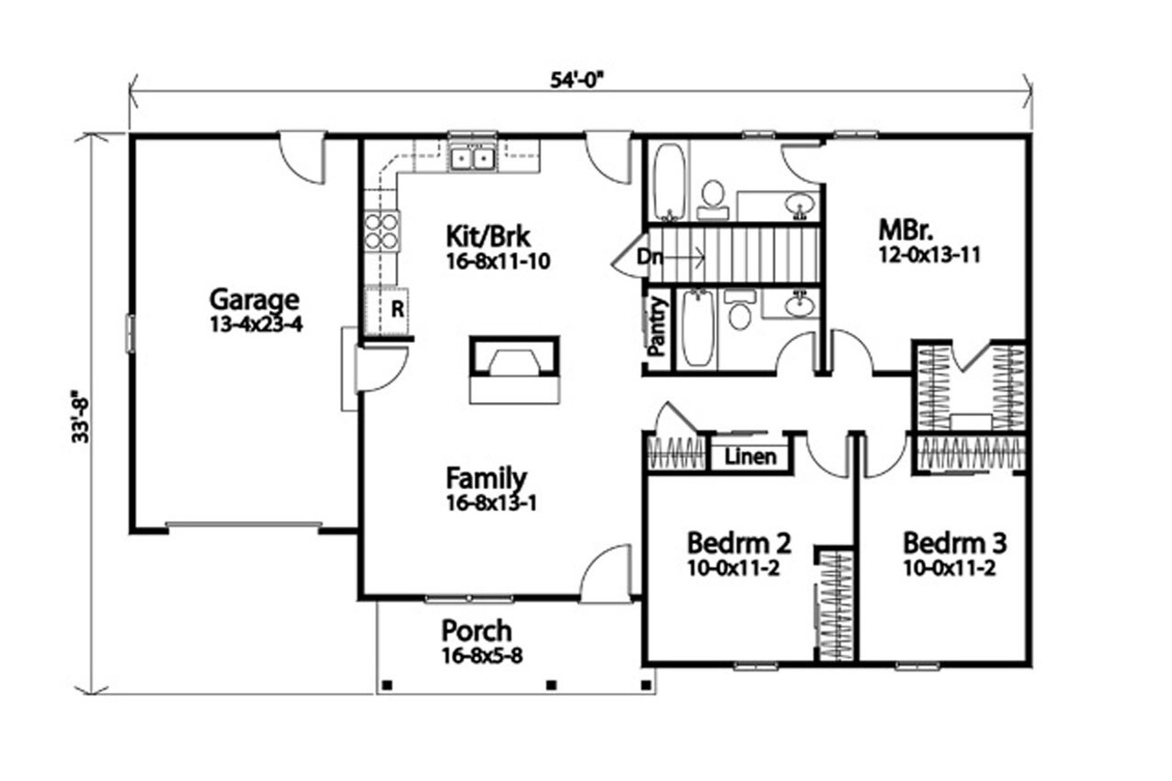 Ranch House Plan - 74908 - 1st Floor Plan