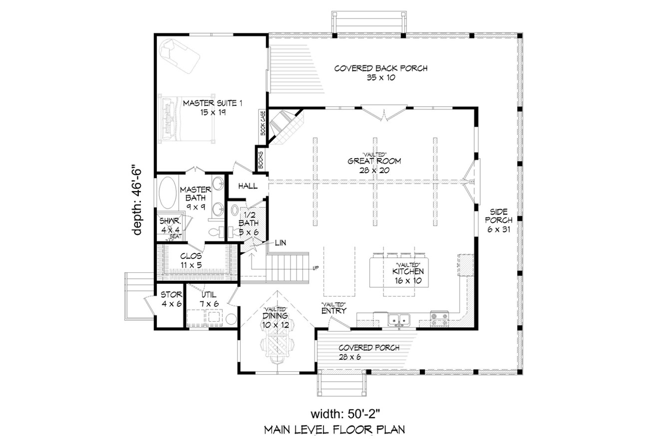 Farmhouse House Plan - Osprey Pointe 74950 - 1st Floor Plan