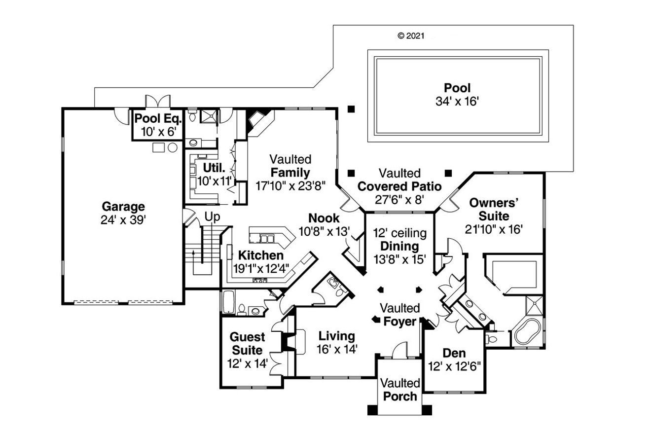 Tuscan House Plan - Meridian 75056 - 1st Floor Plan