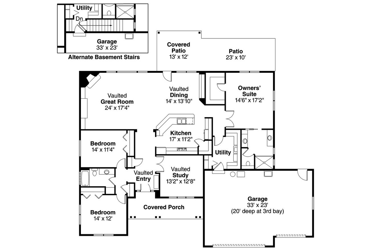 Ranch House Plan - Wallowa 75110 - 1st Floor Plan