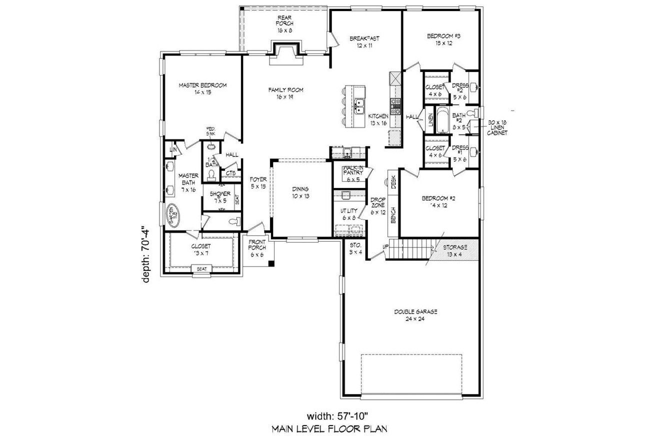 Classic House Plan - 75155 - 1st Floor Plan