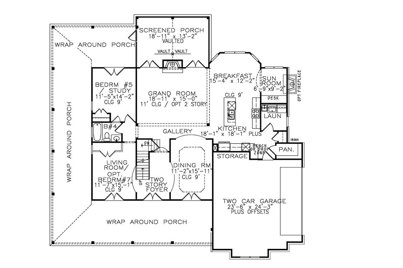 Farmhouse House Plan - Astoria C 75460 - 1st Floor Plan