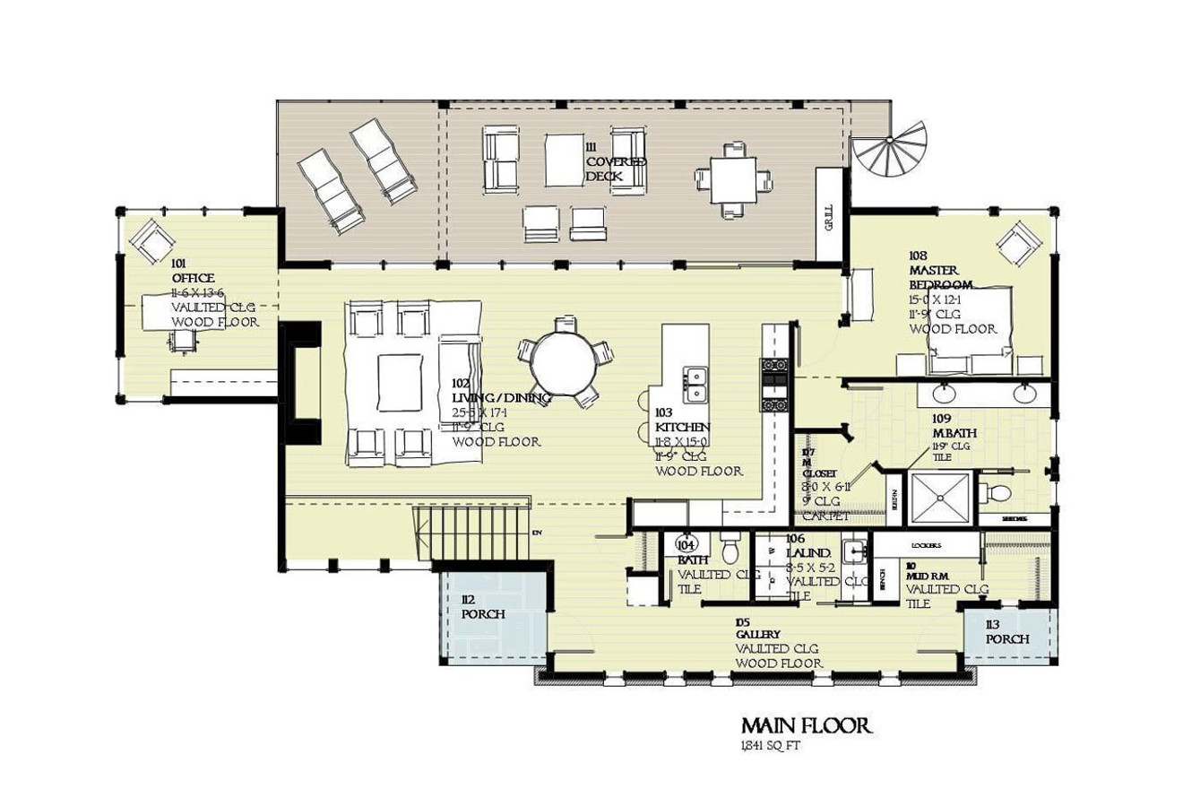 Craftsman House Plan - Manitou 75518 - 1st Floor Plan