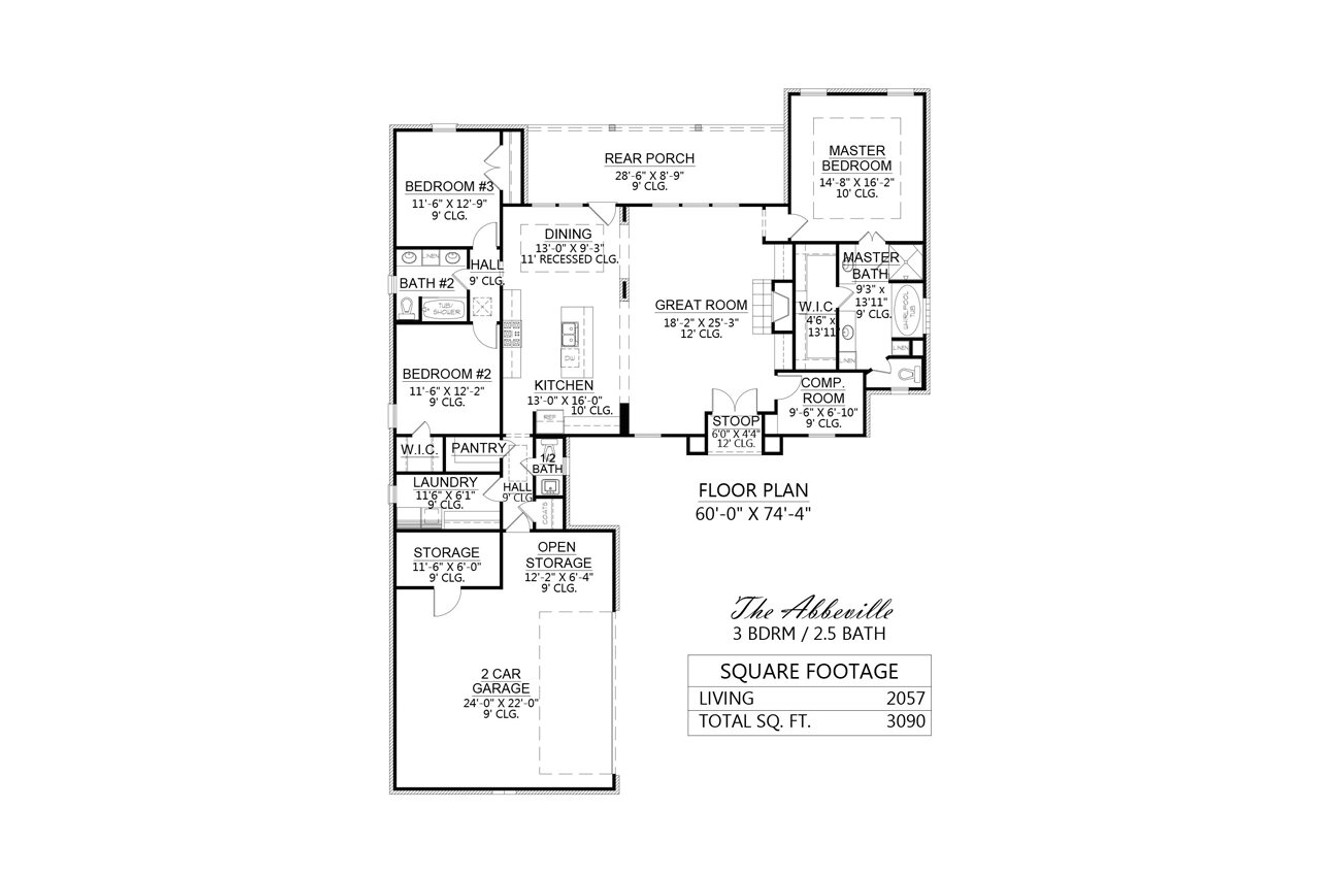 European House Plan - Abbeville 75646 - 1st Floor Plan