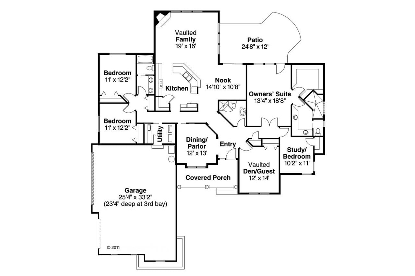 Mediterranean House Plan - Roselle 75737 - 1st Floor Plan