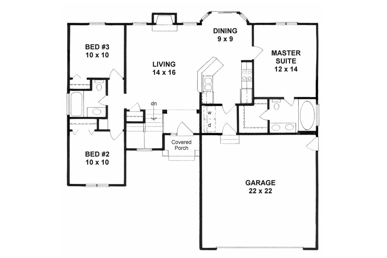 Traditional House Plan - 75897 - 1st Floor Plan