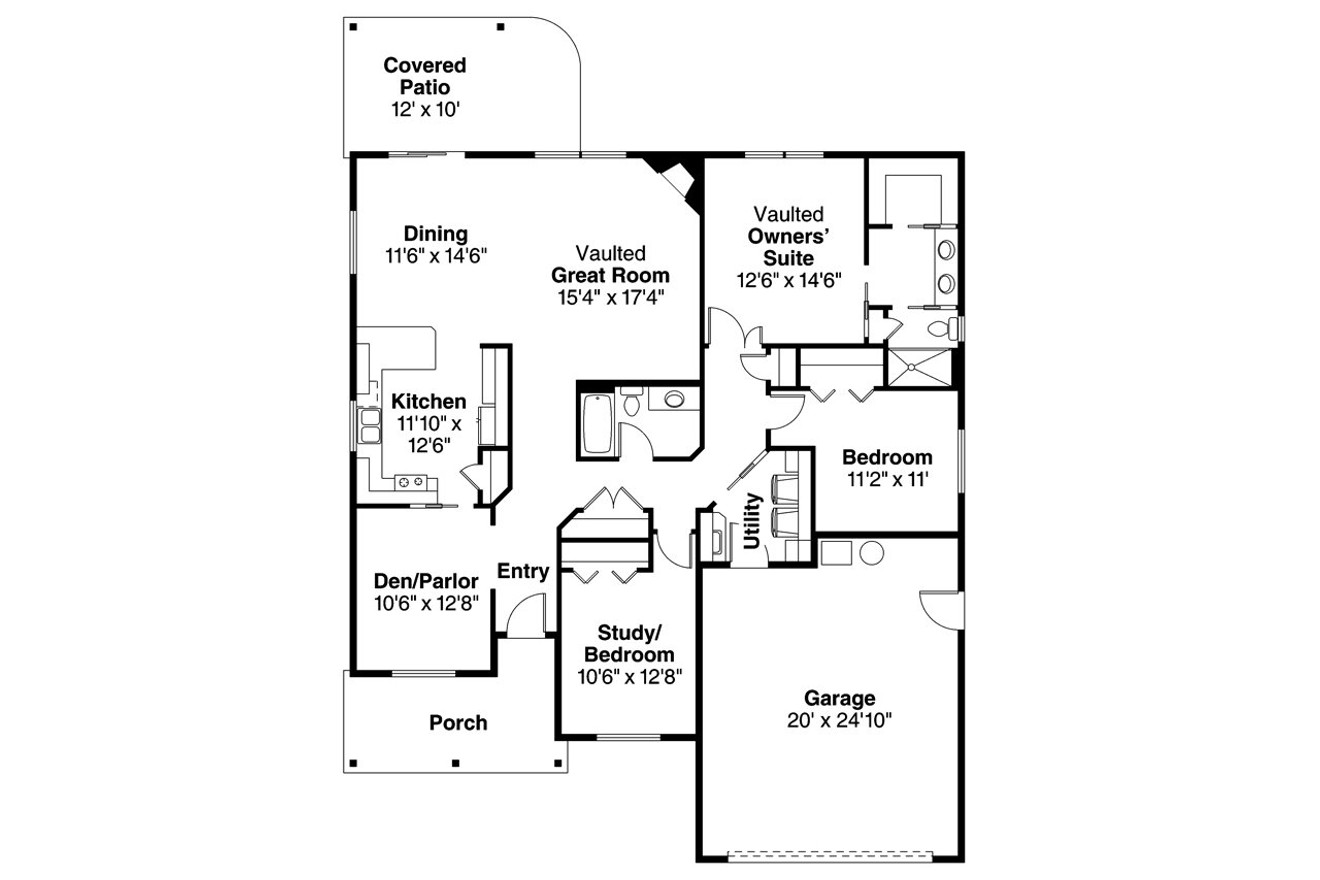 Ranch House Plan - Eastford 75932 - 1st Floor Plan