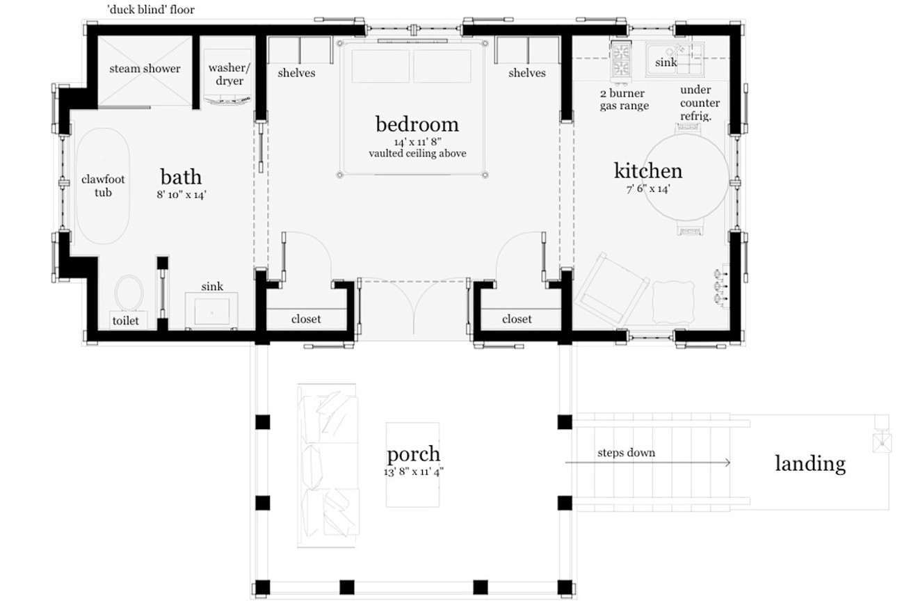 Bungalow House Plan - Duck Blind 75985 - 1st Floor Plan