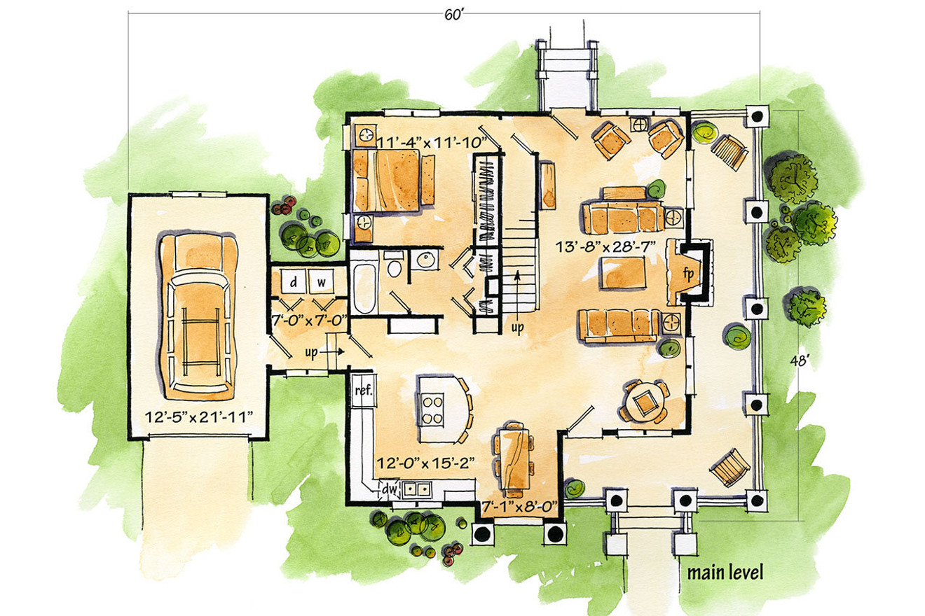 Lodge Style House Plan - Autumn Ridge 76022 - 1st Floor Plan