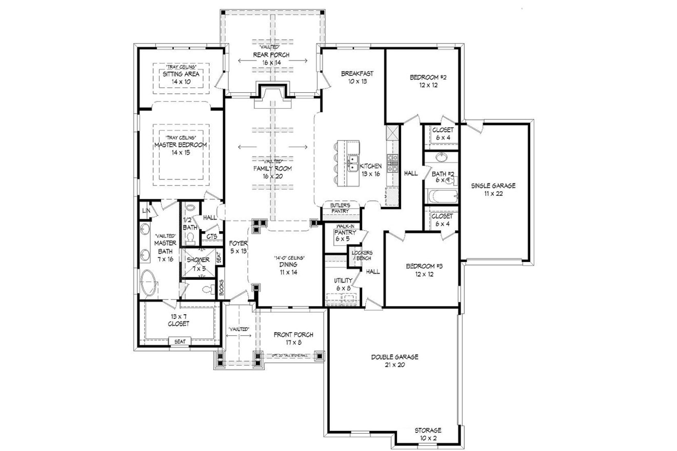 Craftsman House Plan - 76031 - 1st Floor Plan