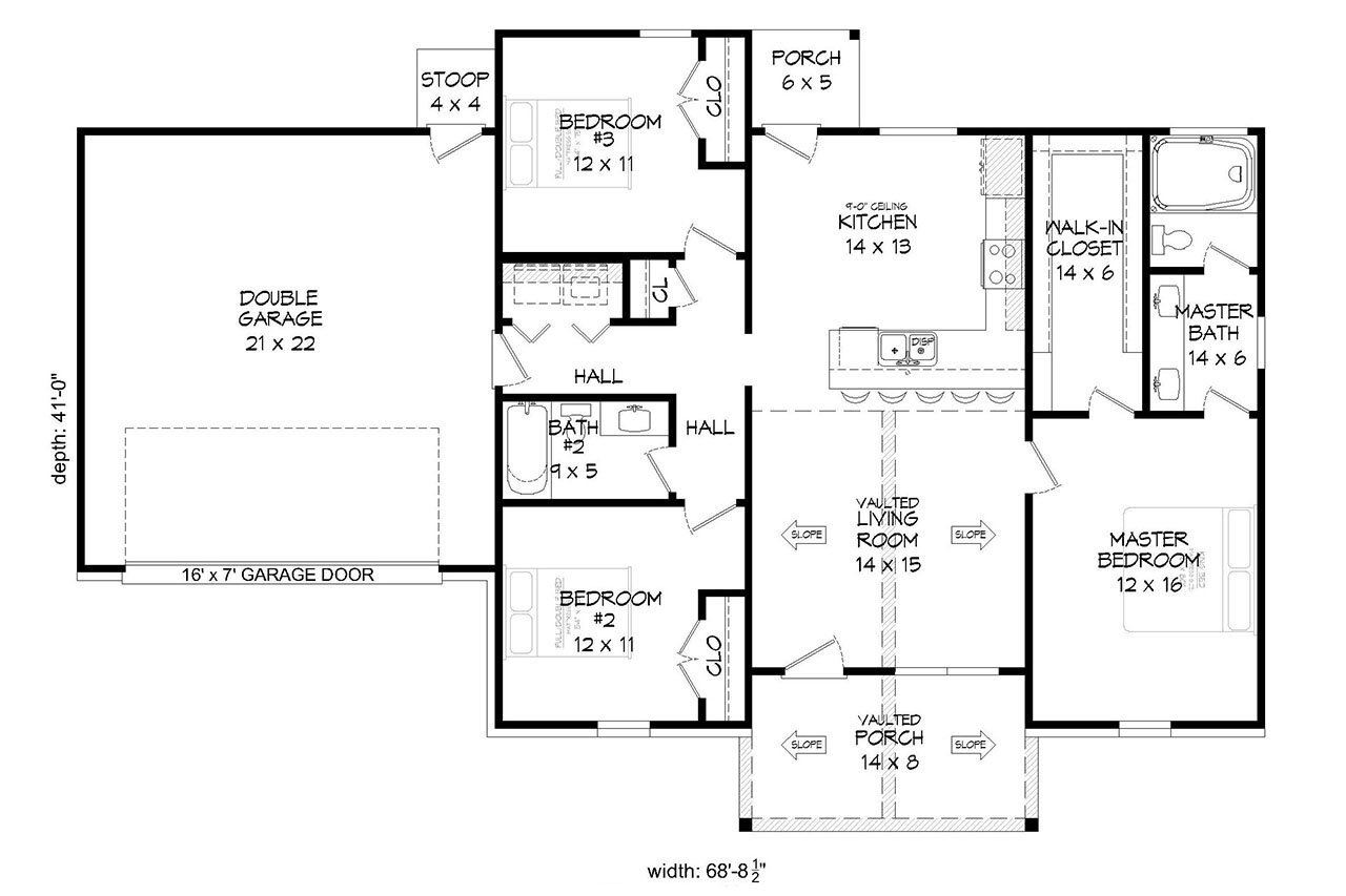 Craftsman House Plan - Hidden Creek 76242 - 1st Floor Plan