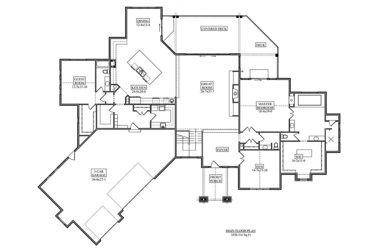 Ranch House Plan - Eureka 76296 - 1st Floor Plan